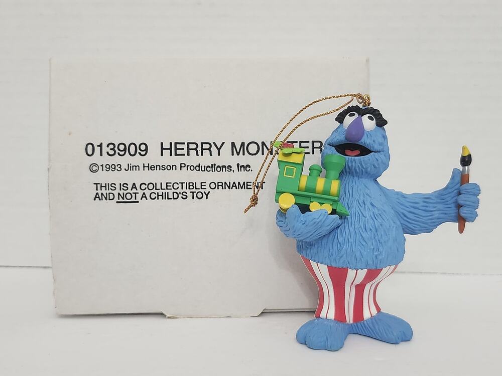 1993 Grolier Herry Monster Sesame Street Christmas Ornament Jim Henson Boxed